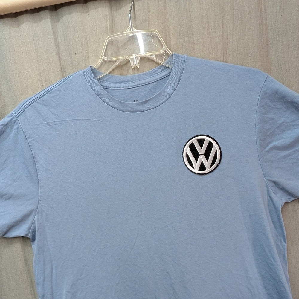Volkswagen Mens Blue Graphic T-Shirt VW Bus Mountain Back Print Large